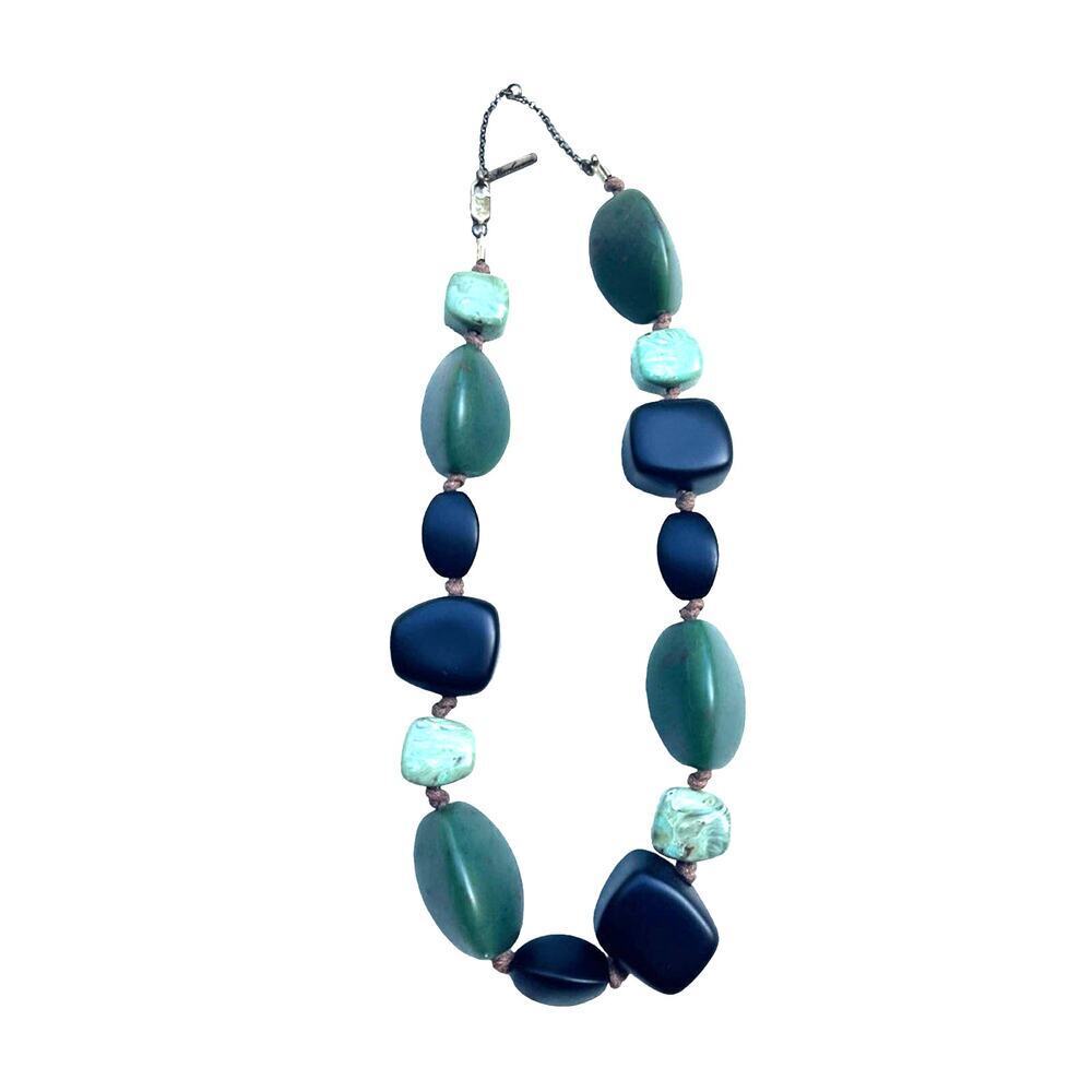 Kenneth Cole Blue and Green Stone Statement Necklace 22"